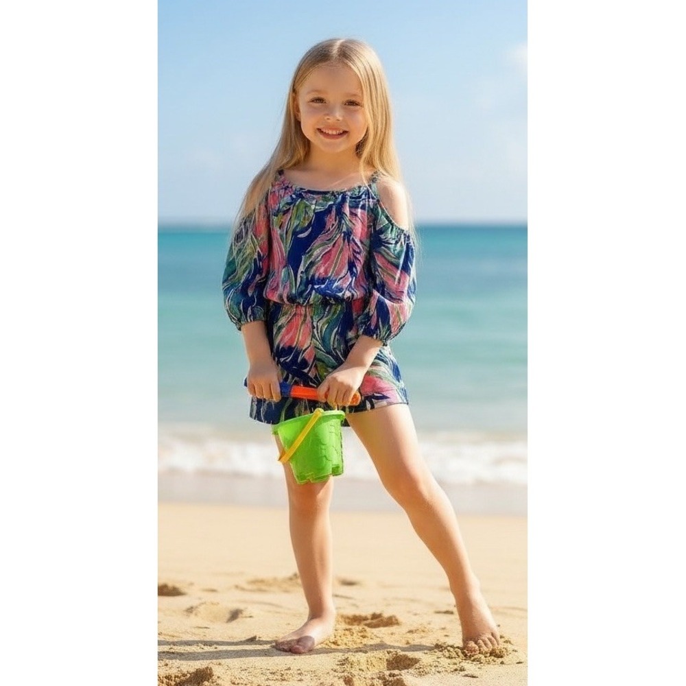 Lilly Pulitzer Baby Girl's Candice Romper COLD Shoulder Size XS 2 3 Toddler NWOT